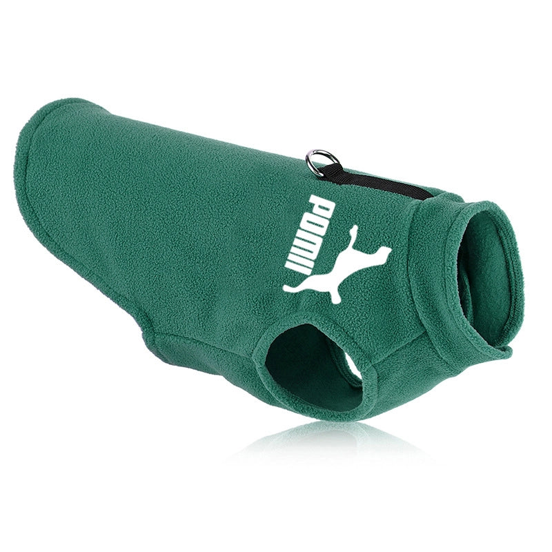 Autumn/winter Thickened Fleece Pet Clothing Trendy Dog Jacket Vest Ring Puller Thickened Dog Clothes Outerwear