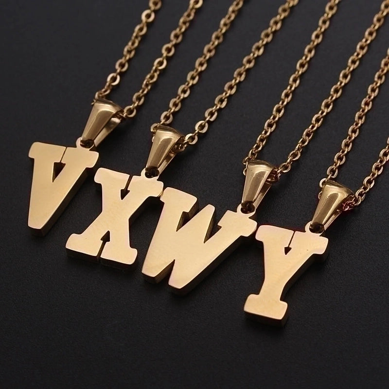304 Stainless Steel Titanium Steel 18K Gold Plated Minimalist Plating Inlaid Shell Letter Shell