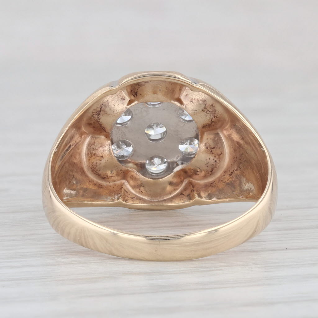 0.73ctw Diamond Cluster Belcher Setting Ring 10k Yellow Gold Size 8.25