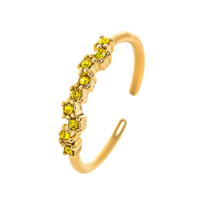 Minimalist Classic Style Geometric 304 Stainless Steel Zircon 18K Gold Plated Inlay Stainless Steel Rings
