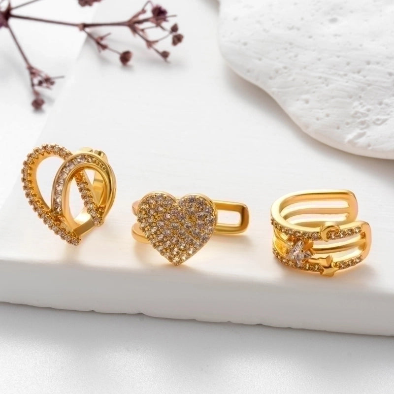 1 Piece Ear Cartilage Rings & Studs Cute Cool Style Geometric Heart Shape Copper Plating Inlay Zircon