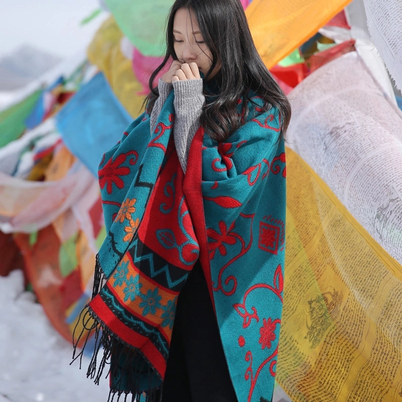 Women's Retro Ethnic Style Printing Acrylic Shawl