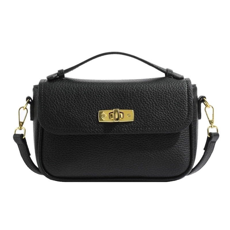 Women's Small Pu Leather Solid Color Streetwear Lock Clasp Handbag