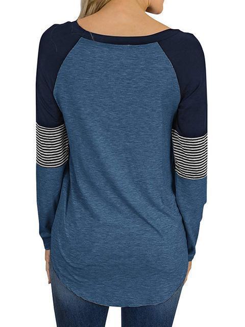 Striped Color Block Casual Tunic Tops