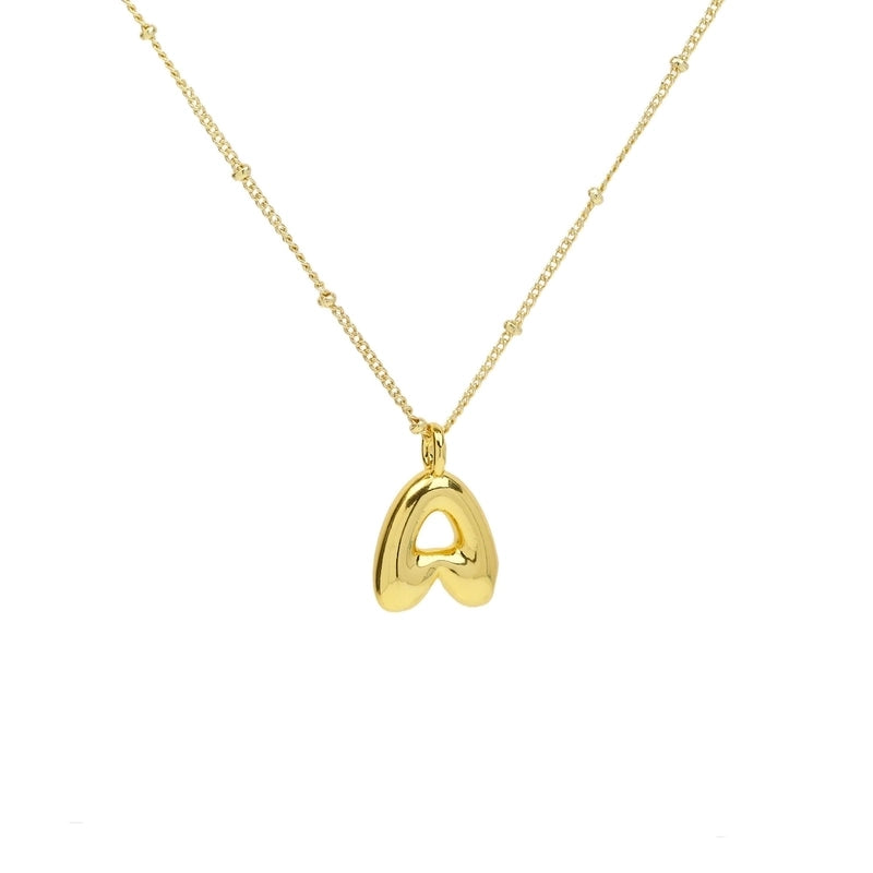 Copper Brass Minimalist Letter Pendant Necklace