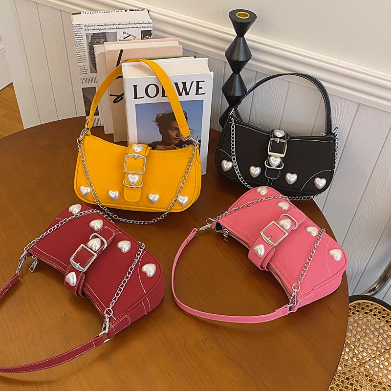 Women's Pu Leather Solid Color Elegant Square Zipper Buckle Shoulder Bag