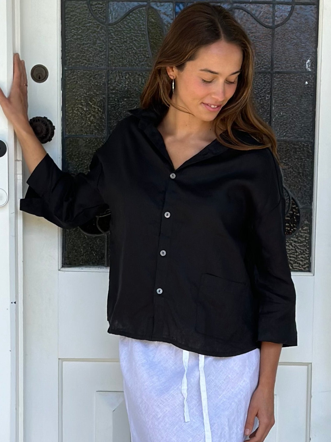 deanna shirt  - black linen