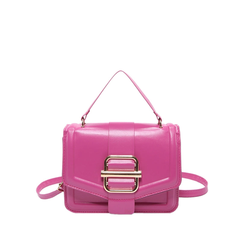 Women's Pu Leather Solid Color Streetwear Square Flip Cover Shoulder Bag Crossbody Bag