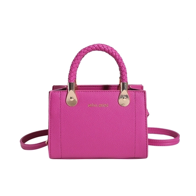 Women's Pu Leather Solid Color Elegant Square Zipper Handbag