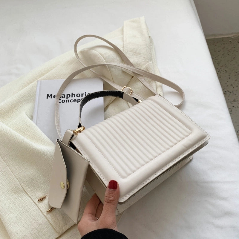 Women's Small Pu Leather Solid Color Basic Square Magnetic Buckle Handbag