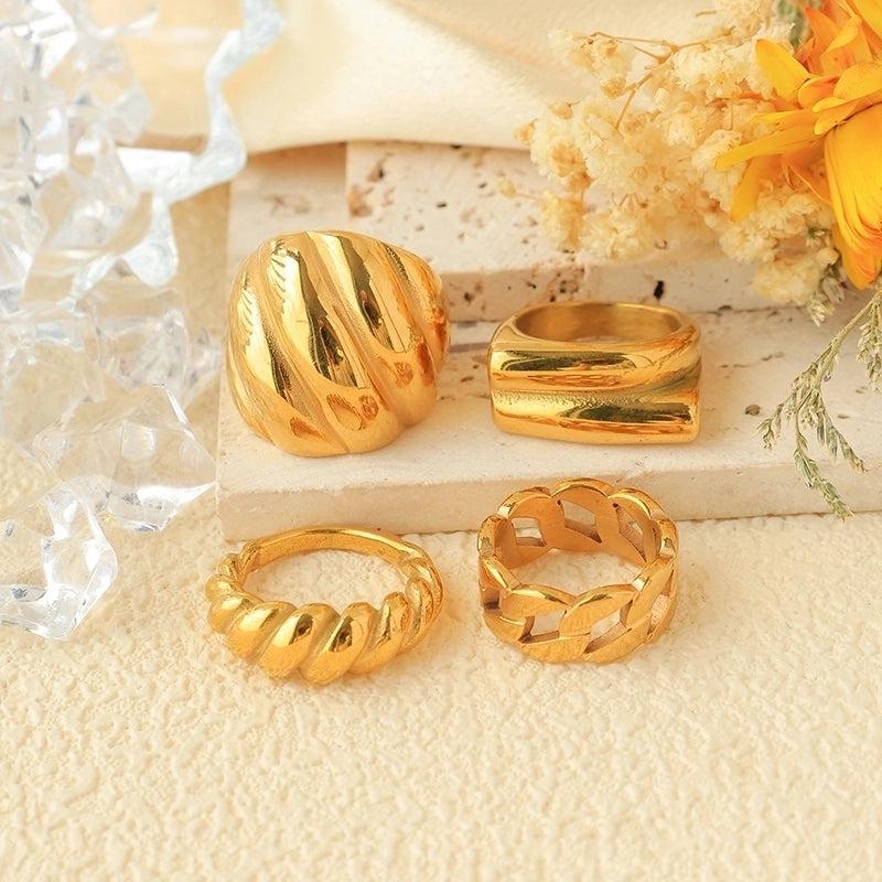 Hip-Hop Rock Streetwear Geometric 304 Stainless Steel 14K Gold Plated Rings