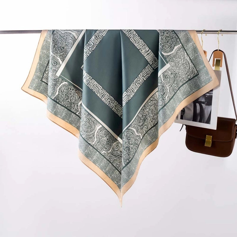 Women's Elegant Minimalist Stripe Flower Satin Silk Scarf