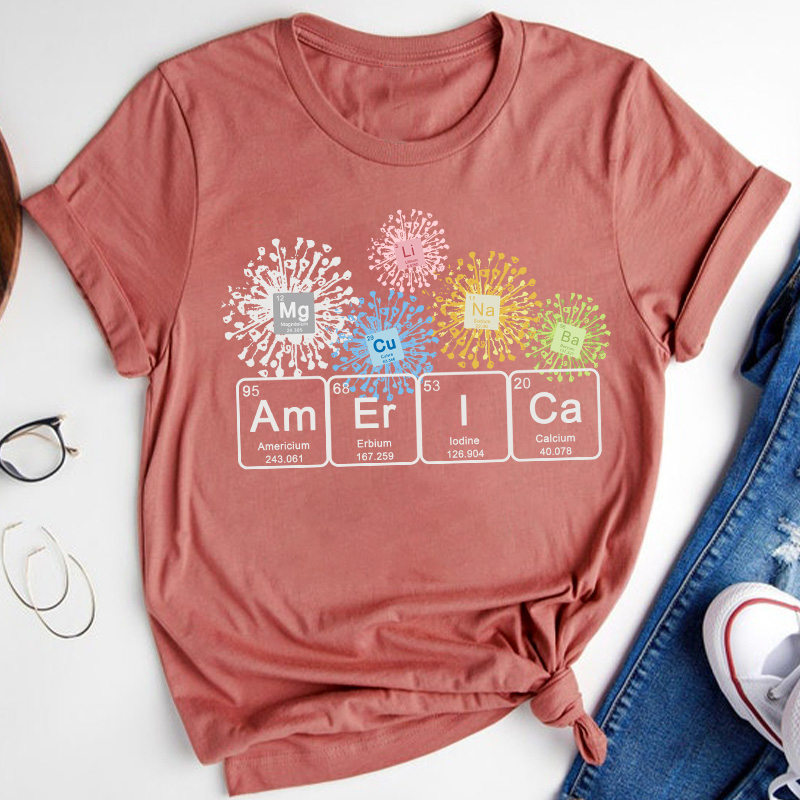 America Spelled With The Periodic Table of the Elements Teacher T-Shirt