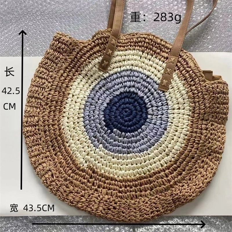 Women's Straw Solid Color Vintage Style Beach Square Hidden Buckle Handbag