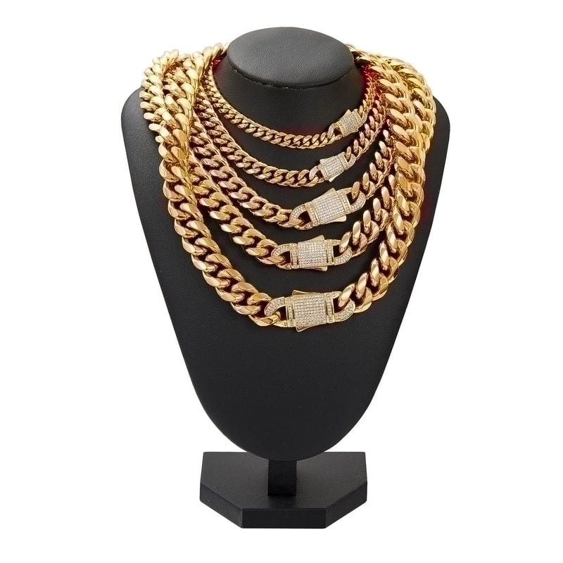 Hip-hop Square Stainless Steel Inlay Zircon Necklace