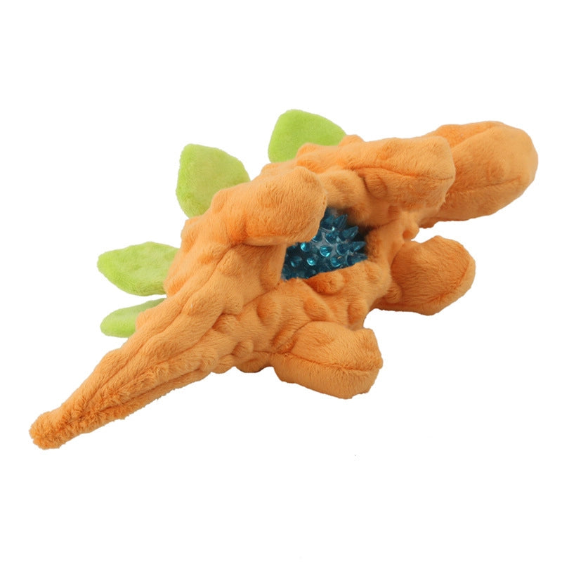 New Two-in-one Pet Plush Sound Toy Dinosaur Dog Relieving Stuffy Molar Teeth Cleaning Cartoon Stegosaurus Toy
