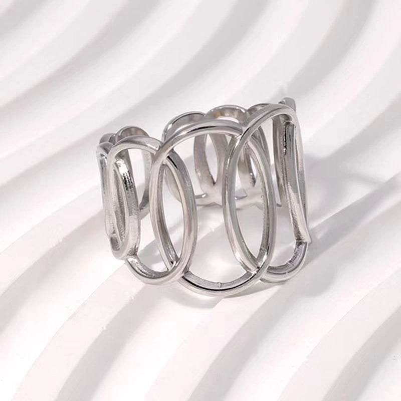 Retro Geometric Stainless Steel Gold Plated Plating Open Rings