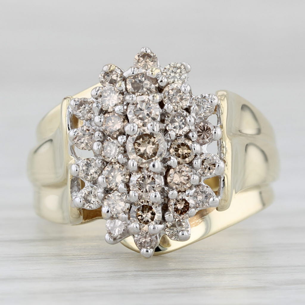 0.90ctw Diamond Cluster Ring 10k Yellow Gold Size 6.75
