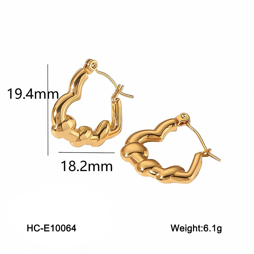 Peach Heart Geometric Stainless Steel Electroplating Earrings