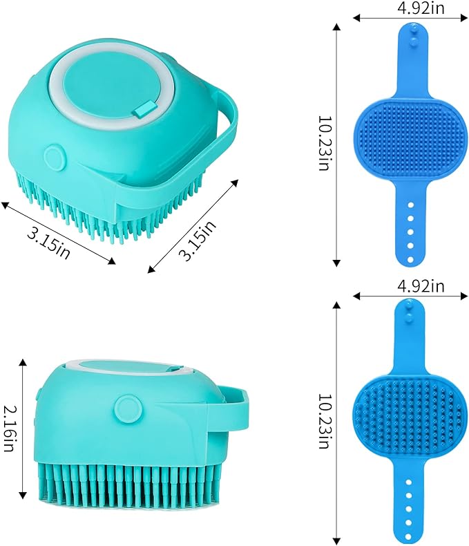 3 Pieces Dog Bath Brush, Dog Shampoo Brush, Dog Scrubber for Bath, Dog Bath Brush, Dog Shower Brush, Washing Brush with Handle