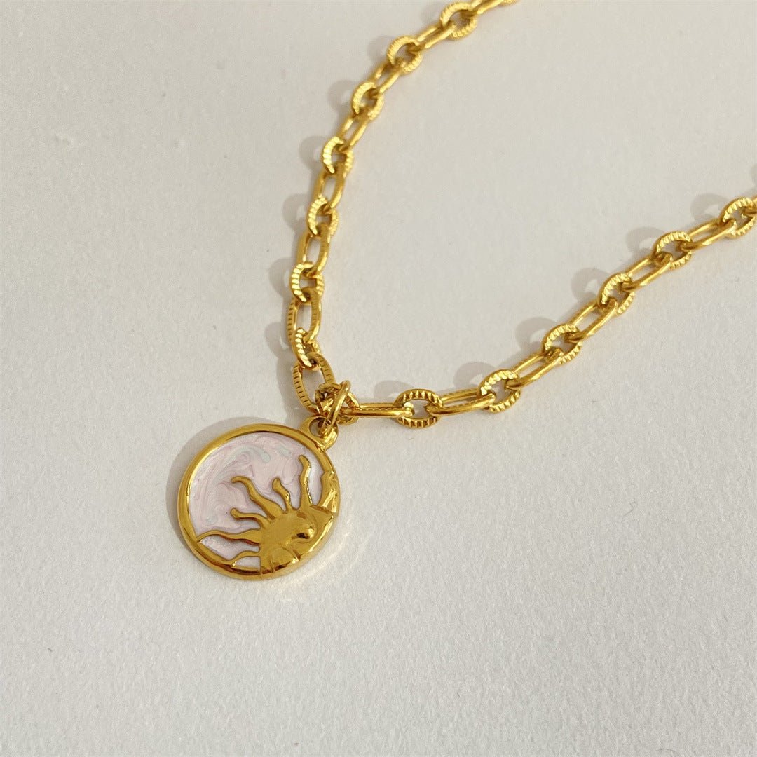 Geometric Titanium Steel Oil Dripping Necklaces