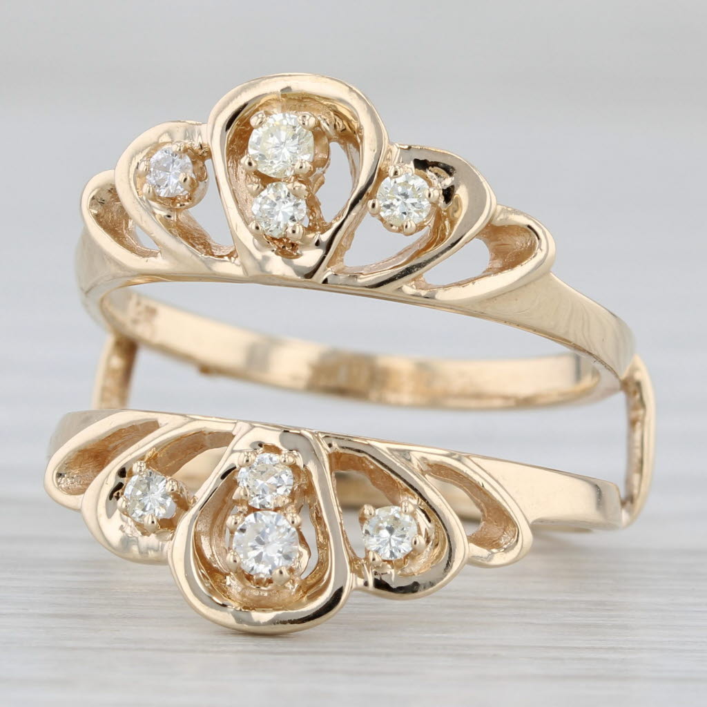 0.20ctw Diamond Ring Guard Jacket 14k Yellow Gold Size 6.5 Bridal