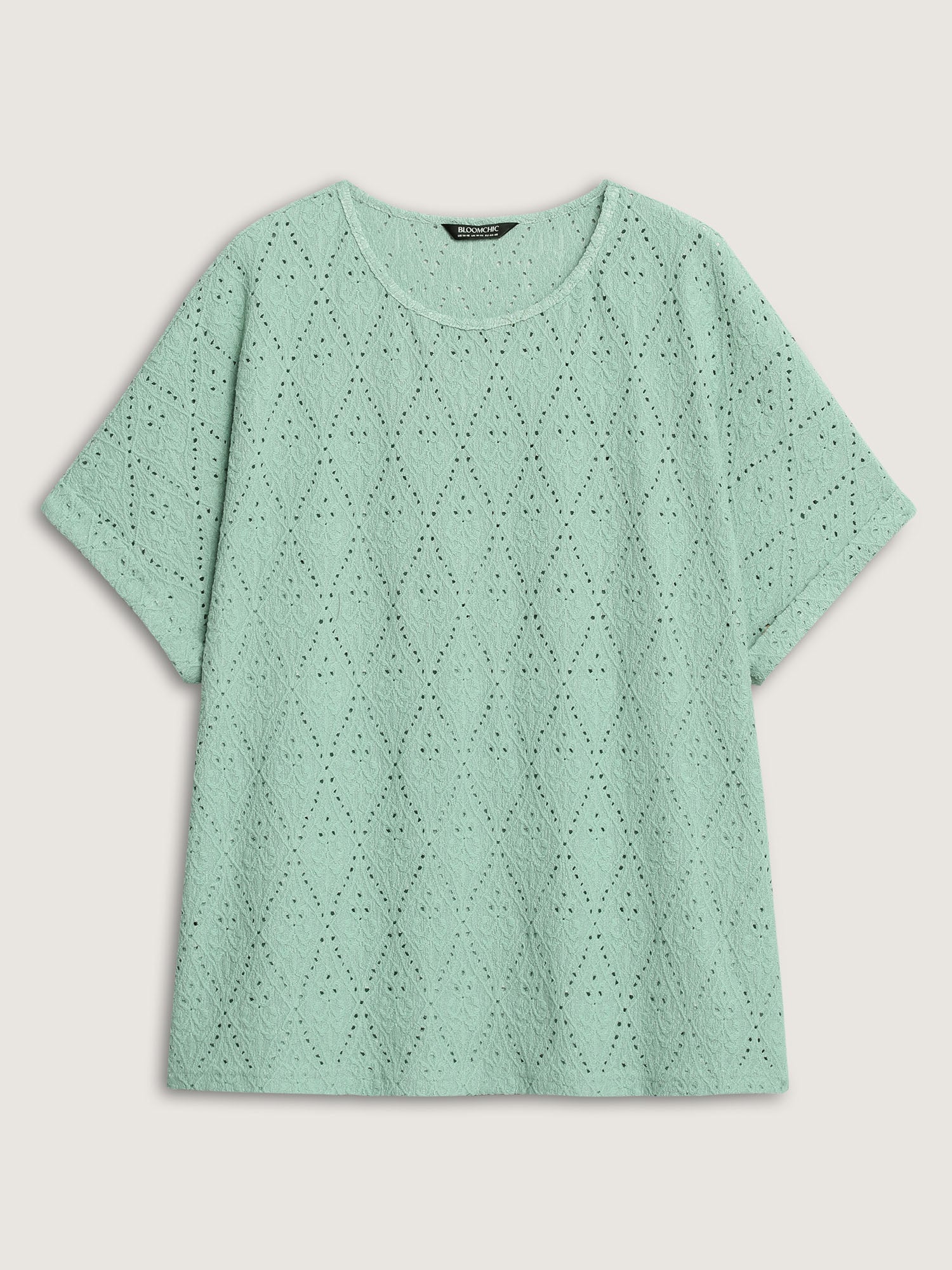Textured Round Neck Solid Knit Top