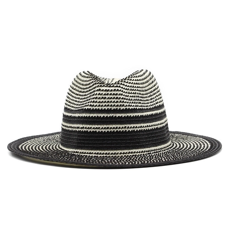 Women's Minimalist Classic Style Color Block Flat Eaves Straw Hat