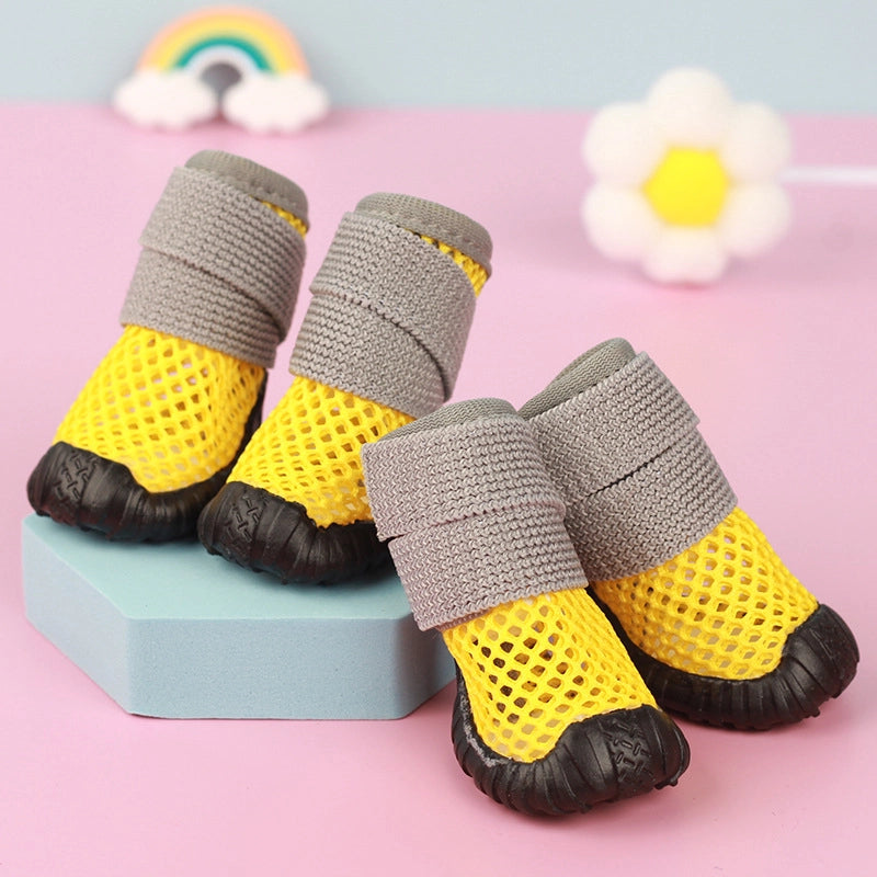 Pet Small Dog Teddy Bear Chenari Dog Shoes Mesh Hollow Breathable Elastic Soft Sticky
