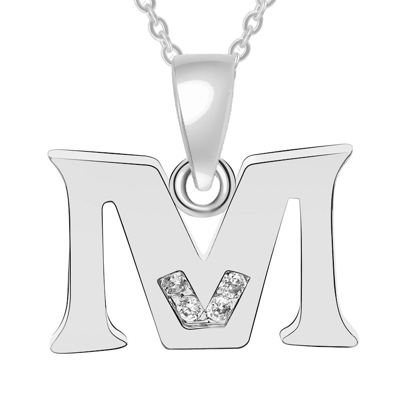 Minimalist Letter Copper Plating Inlay Zircon Pendant Necklace
