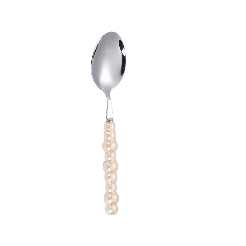 Ceramic Pearl Handle Stainless Steel Knife. Fork And Spoon Creative Light Luxury Western Food Hotel Steak Knife Dessert Spoon Tableware Suit