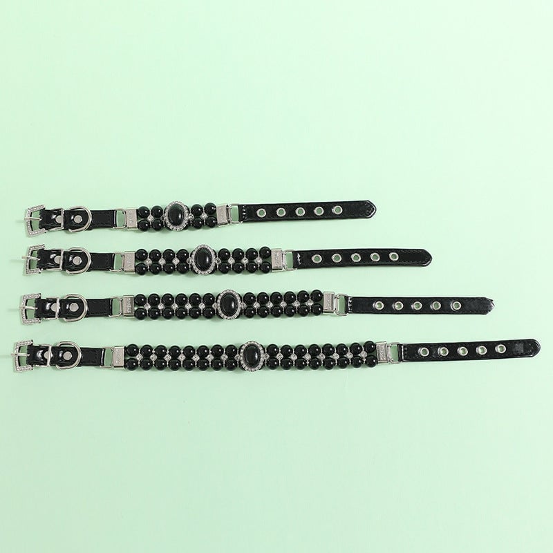 Jeweled Pearl Decor Dog Collar&Leash