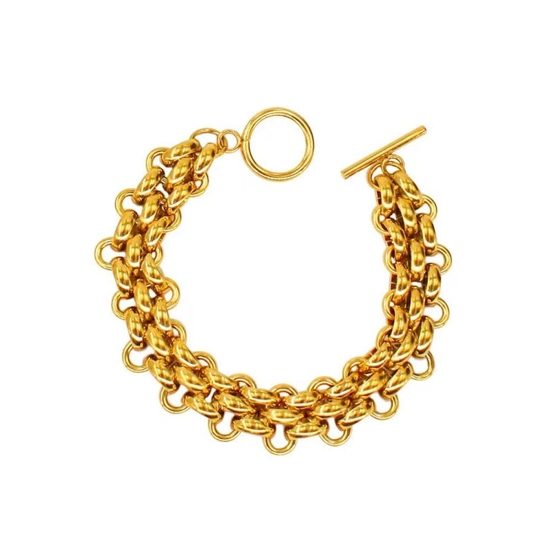 Hip-Hop Retro Solid Color Titanium Steel Plating Jewelry Set