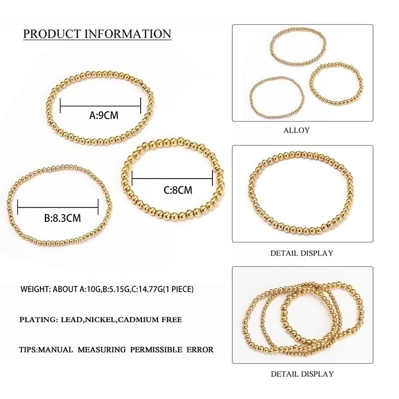 Fashion Ball 304 Stainless Steel 14K Gold Plated No Inlaid Bracelets In Bulk