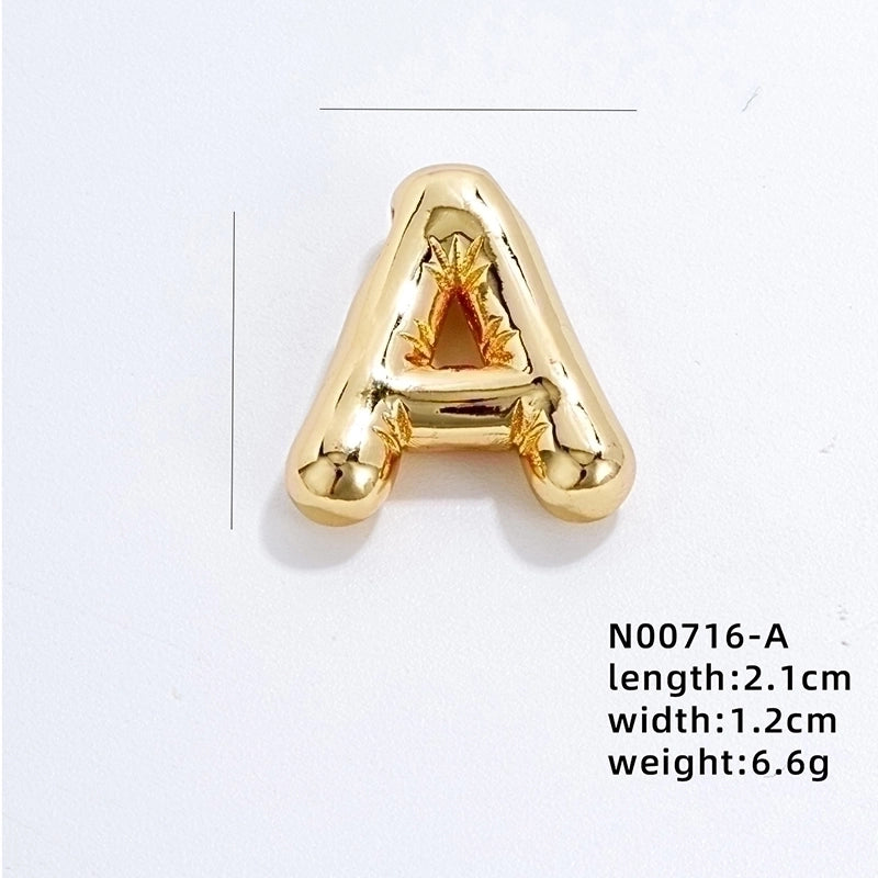 304 Stainless Steel Copper Gold Plated IG Style Minimalist Polishing Plating Letter Charms