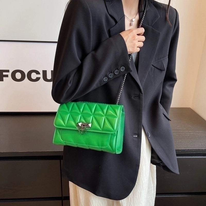 Women's Small Pu Leather Solid Color Streetwear Square Lock Clasp Underarm Bag