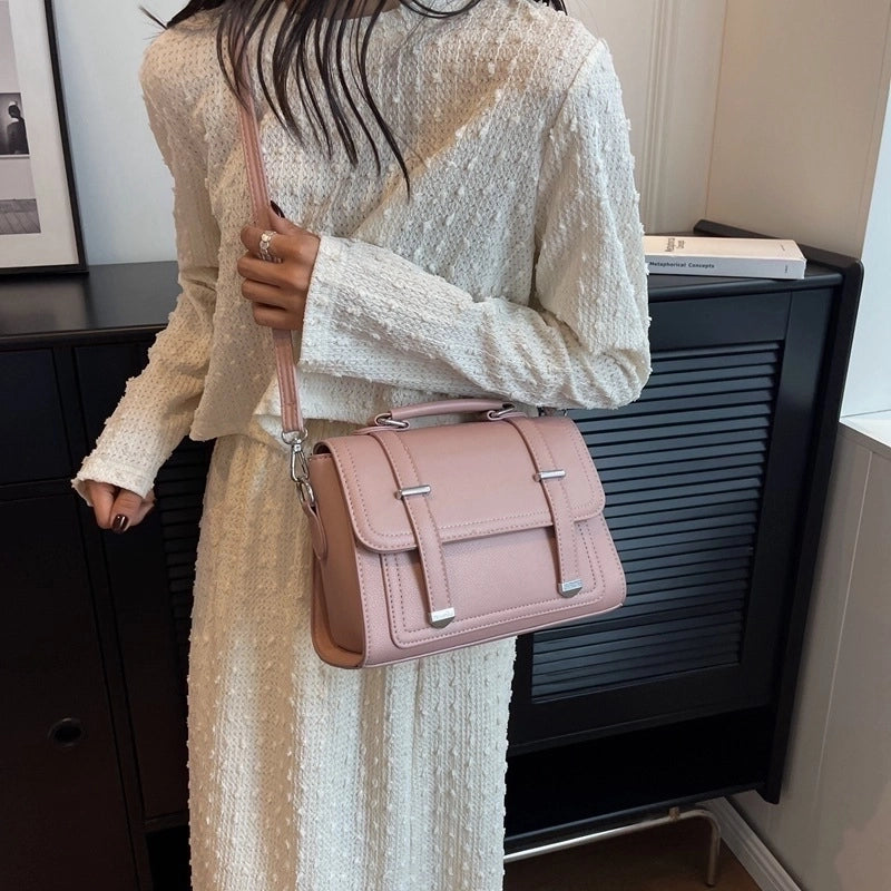 Women's Medium Pu Leather Solid Color Streetwear Square Flip Cover Crossbody Bag