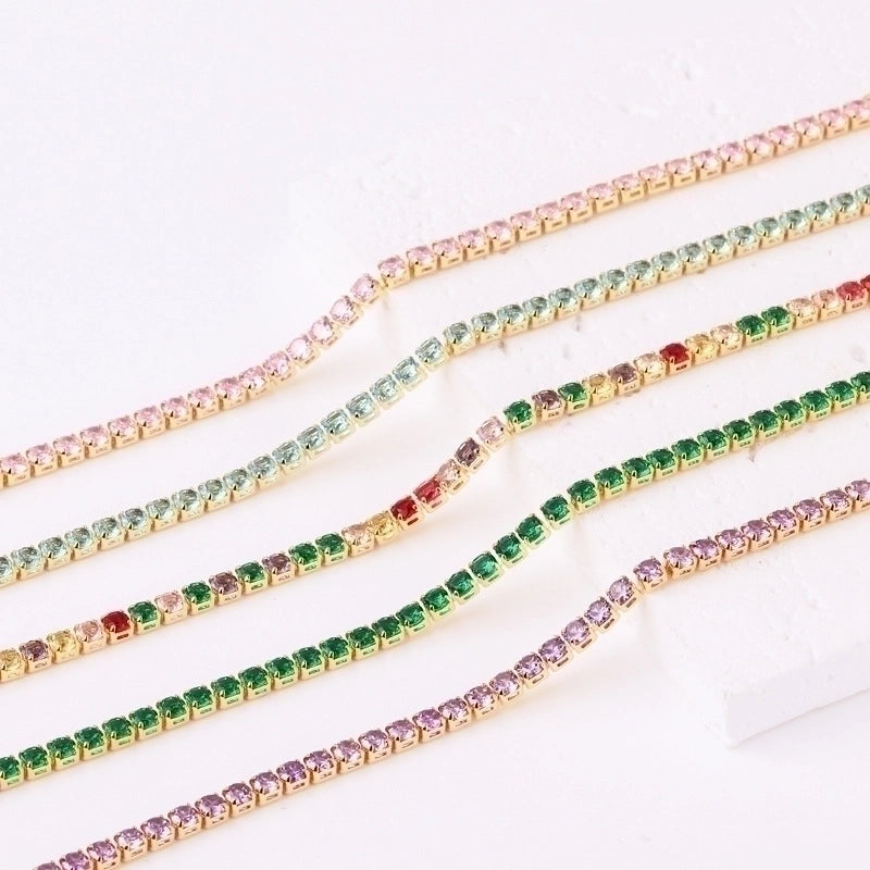 Copper Inlay Round Zircon Copper Bracelets