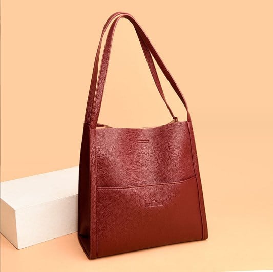 ⏰Solid color simple PU leather shoulder bag