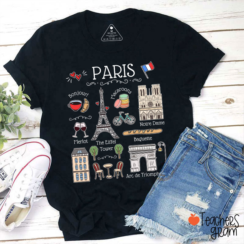 Eiffel Tower French Landmarks French Teacher T-Shirt