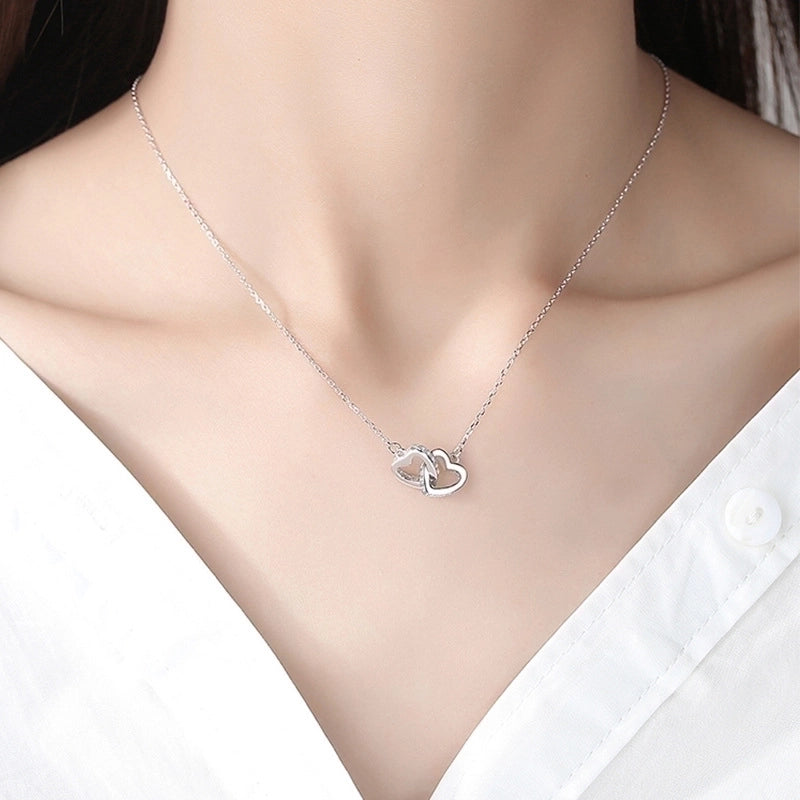 Fashion Heart Shape Smiley Face Butterfly Titanium Steel Inlay Rhinestones Necklace