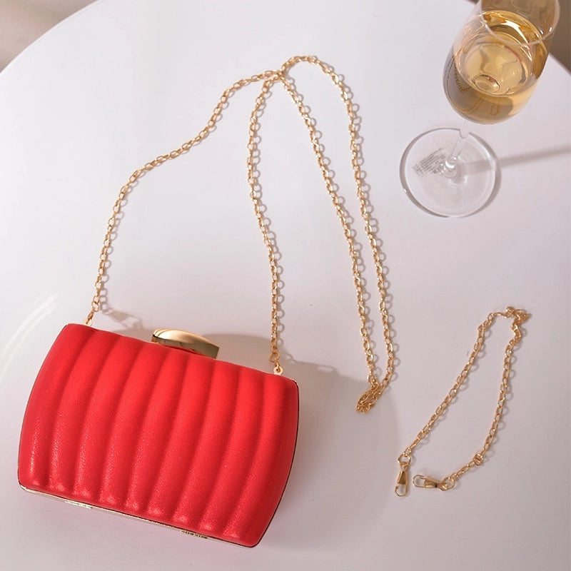 White Red Black Pu Leather Solid Color Square Evening Bags