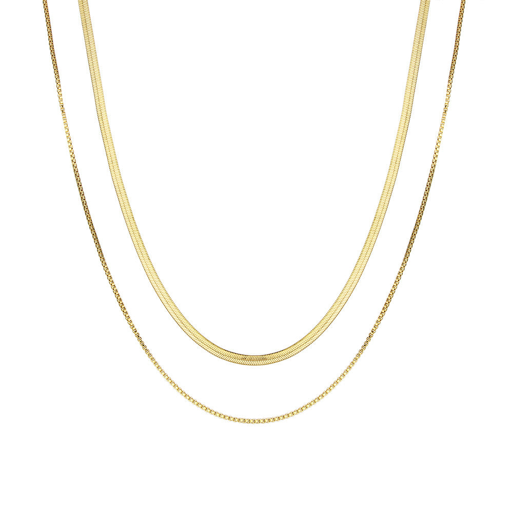 Minimalist Stripe Circle Geometric Stainless Steel 18K Gold Plated Necklaces