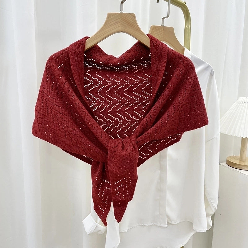 Women's Sweet Solid Color Knit Hollow Out Shawls