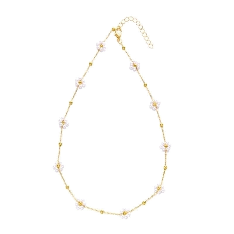 Style Jewelry Suit Fashion Women's High-Grade Love Heart Flowers Beaded Necklace Girl's Small Flower Choker Clavicle Chain