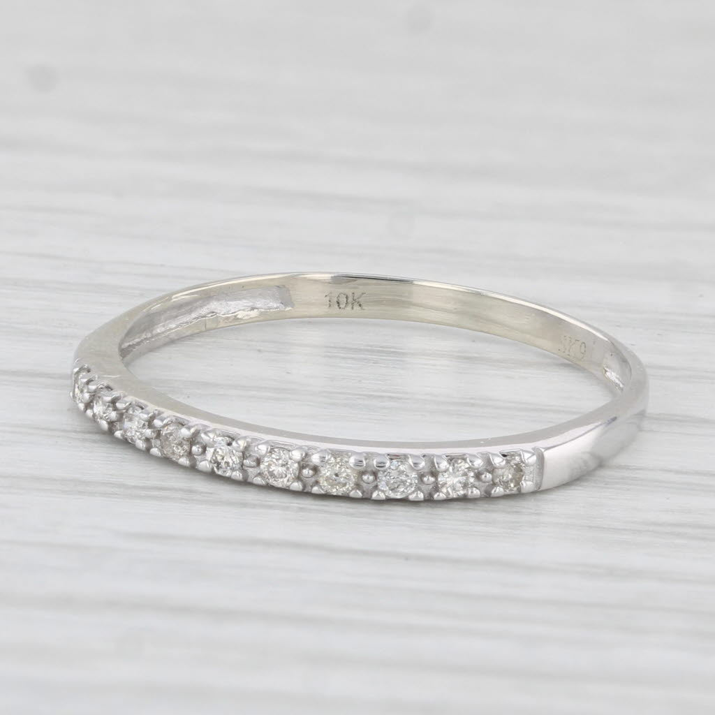 0.12ctw Diamond Wedding Band 10k White Gold Size 8.25 Stackable Ring