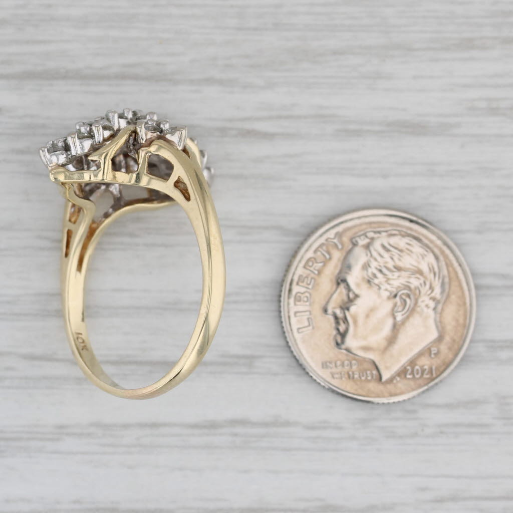 0.75ctw Diamond Cluster Ring 10k Yellow Gold Size 8 Cocktail