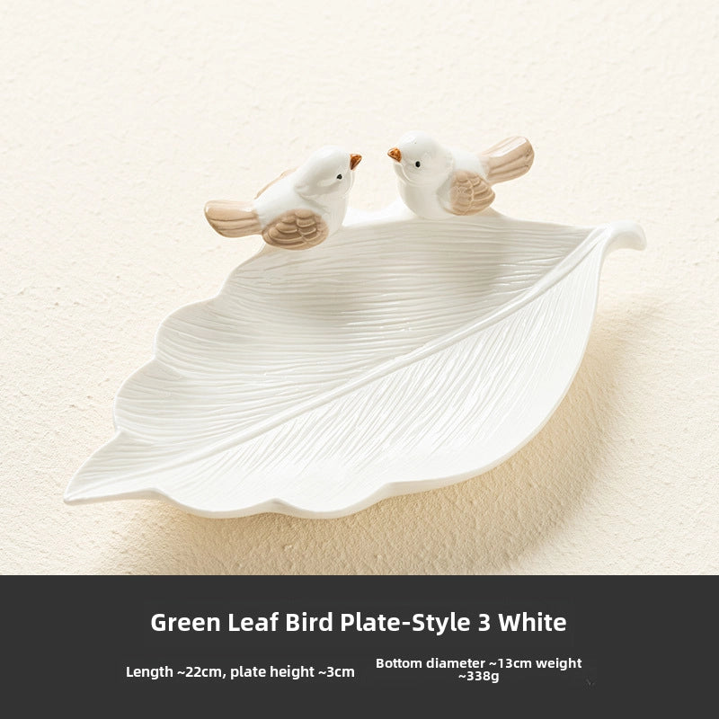 Bird Dim & Sum Plate Ceramic Jewelry Storage Plate Creative Cute Storage Rack Soap Dish Light Luxury High-end Plate