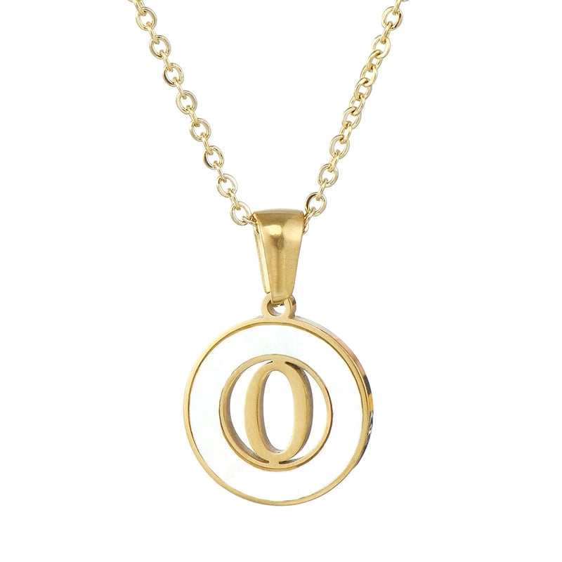 Minimalist Letter Stainless Steel Pendant Necklace Plating Hollow Out Shell Stainless Steel Necklaces