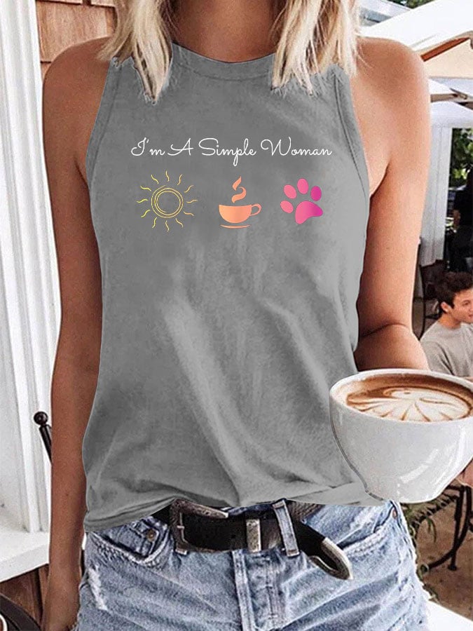 Women's I'm A Simple Woman Sunshine Coffee Paw Dog Tank Top